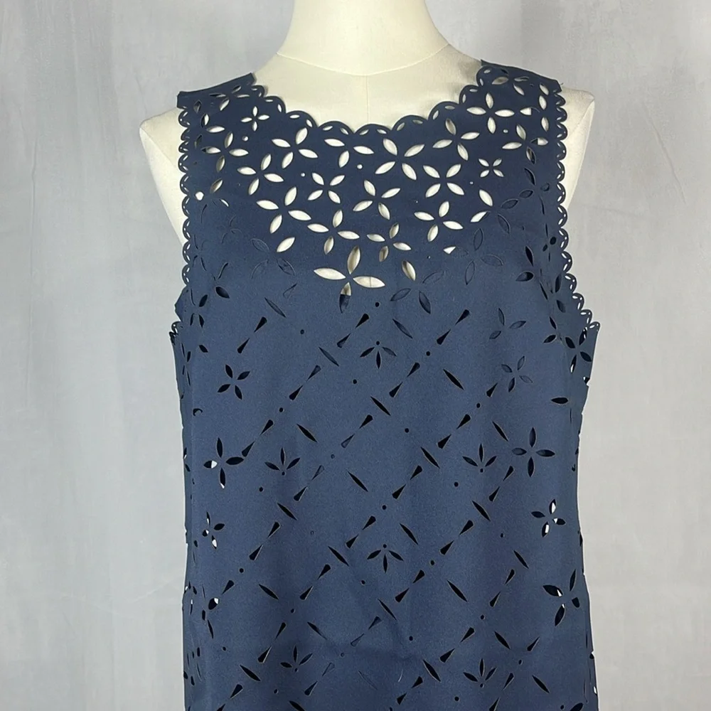 J. Crew Laser Cut Out Shift‎ Dress in Navy Blue.
